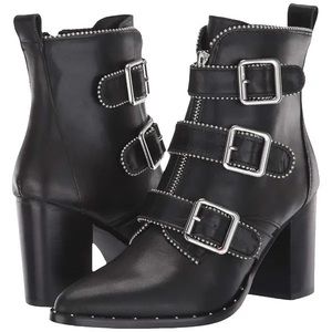 Steve Madden Black Silver Buckle Bootie